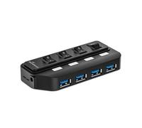 Hub USB 3.0 Mediarange MRCS505 con 4 porte USB 3.0, alimentato da adattatore CA, nero
