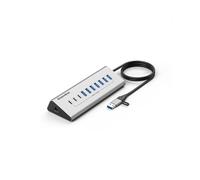 Hub USB 3.0 multiporta RNCYN - 7 porte - 10 in 1 - Lega di alluminio - Adattatore di alimentazione 12V - Interfaccia USB-C