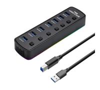 Hub USB 3.0 RGB a 7 porte con interruttore on-off individuale Docking station per estensione USB con velocità di trasferimento dati a 5 Gbps(7 ports RGB)