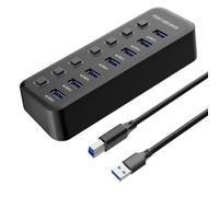 Hub USB 3.0 RGB a 7 porte con interruttore on-off individuale Docking station per estensione USB con velocità di trasferimento dati a 5 Gbps(7 ports)