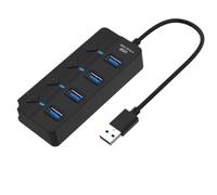 Hub USB 3.0 Splitter di velocità a 4 porte da 5 Gbps con interruttore On Off Adattatore di alimentazione hub di espansione multiplo lungo compatibile con(4 Port USB 3.0)