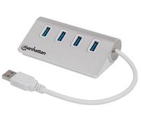 MANHATTAN 163767 - Hub USB 3.0, 4 porte, alloggiamento in alluminio