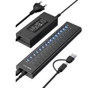 Hub USB 3.2 alimentato, hub USB 3.2 ACASIS a 16 porte (8 porte USB-A 3.2 + 8 porte USB-C 3.2), hub USB in alluminio alimentato con adattatore di alimentazione da 96 W, hub USB per PC/laptop, computer