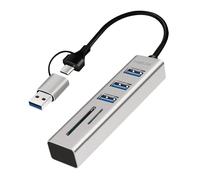 Hub USB 3.2 Gen 1 3 Porte USB-A Lettore SD/microSD 5 Gbps Alluminio Silver - Logilink IUSB32AC-HUB-3ACR