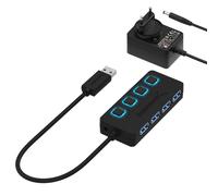 SABRENT Hub USB 3.2 Gen 1 [4 porte], Ciabatta Multipresa USB, Sdoppiatore USB, Singoli Interruttori ON/OFF e Spie LED con Alimentatore, per PS4/PS5, PC, Laptop, Chiavetta USB (HB-UMP3)