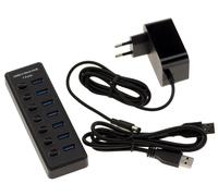 Hub USB 3.2 Gen 2 10G con 7 porte di tipo A commutate Alimentatore esterno da