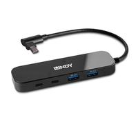 Hub USB 3.2 Gen 2 Lindy 43334 4 Porte 10000 Mbit/s Nero ABS Alluminio Vetro Temperato