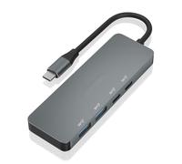 HUB USB 3.2 GEN2 10G, 2xUSB-C, 2xUSB-A, grigio, 15cm, ideale per espandere porte e collegare dispositivi contemporaneamente.