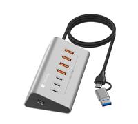 Hub USB 3.2 Gen2 7 porte 4xUSB-A 3xUSB-C 10Gbps metallo - Techly IUSB32-HUB7-4A3C