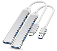 Hub USB 4-in-1 (2 Pezzi) con Connettori USB-A e Tipo-C - Adattatore Mini
