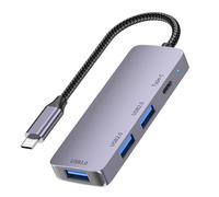 Hub USB 4 in lega di alluminio in 1 adattatore con trasferimento dati USB 3.0/2.0 e ricarica PD100W per ufficio