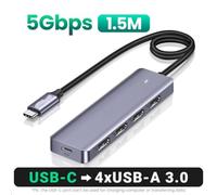 HUB USB 4 porte USB-A Splitter Adattatore di espansione USB ultrasottile compatibile con tastiera mouse portatile PS5(USB-C 150CM)