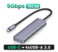 HUB USB 4 porte USB-A Splitter Adattatore di espansione USB ultrasottile compatibile con tastiera mouse portatile PS5(USB-C 15CM)