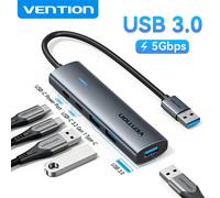 Vention CKOHB hub di interfaccia USB 3.2 Gen 1 (3.1 Gen 1) Type-A 5000 Mbit/s Grigio