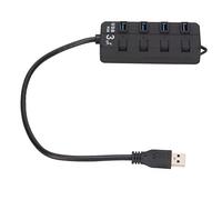 Hub USB a 4 porte con interruttore di alimentazione indipendente, hub USB 3.0 per la trasmissione ad alta velocità dei dati, ingresso di alimentazione esterno da 3,5 mm, indicatore