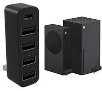 Hub USB a 5 porte per Xbox Series X|S, adattatore di espansione splitter USB ad alta velocità per Xbox Series X|S, con 4 porte USB 2.0 + 1 porta di tipo C, nero