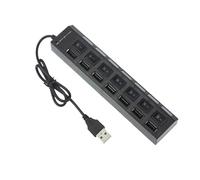 Hub USB A 7 Porte Adattatore 2.0 LED Presa Multiporta Ad Alta Velocità Interruttore ON/OFF Alimentato Splitter Porta Di Ricarica(7Ports LED Black)
