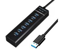 Hub USB a 7 porte, hub USB multiplo con indicatore luminoso, adattatore USB ad alta velocità di trasmissione dati, compatibile con mouse, tastiera, stampante, Windows, MacOS, Linux