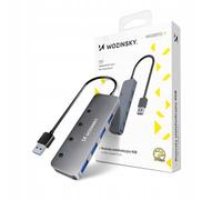 HUB USB-A ADATTATORE 4 x USB-A 3.0 in alluminio con cavo da 15 cm WOZINSKY