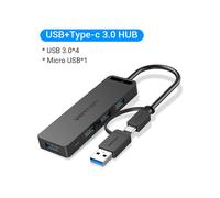 (HUB USB-A USB-C 3.0) Vention USB C HUB 4 porte USB tipo C a splitter USB con alimentazione micro carica