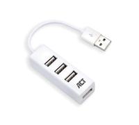 Hub USB ACT Mini Bianco, USB a 4 porte, splitter USB portatile, per PC e laptop - AC6200