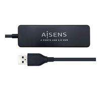 HUB USB AISENS A104-0402 NEGRO CONECTORES 1*USB-A 2.0 MACHO / 4*USB-A 2.0 HEMBRA LONGITUD CABLE 30CM