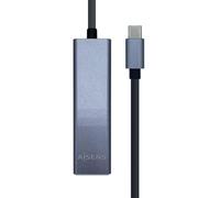 HUB USB AISENS A109-0396 GRIS + ADAPTADOR LAN 1*USB TIPO-C MACHO/CONECTORES 3*USB-A HEMBRA RJ45 10/100/1000 LONGITUD CABLE 15