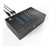 Hub USB alimentato - Hub USB 3.0 a 20 porte - Sincronizzazione 5 Gbps e trasferimento dati ad alta velocità Splitter USB multiplo, con adattatore di alimentazione integrato da 5 V 40 A - ventola e