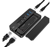 Hub USB C 10 in 1 con alloggiamento SSD NVMe M.2 da 100 W di potenza di carica/4 K 60 Hz HDMI/Ethernet/presa audio per MacBook Pro/Windows/Android (nero)