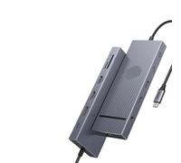 Hub USB C 11 in 1 con 4K 120Hz DP HDMI USB3 2 lettore di schede SD TF da 10 Gbps Porta RJ45 Ethernet PD compatibile con accessori per docking station per laptop(12-in-1 DP 2HDMI)