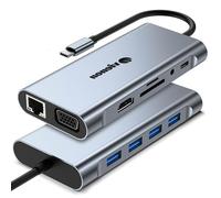 Hub USB C 11 in 1, docking station per laptop con adattatore Ethernet HDMI VGA, dongle USB C completamente funzionale
