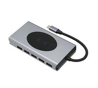 Hub USB C 13 in 1, Splitter USB C, Interfaccia Multimediale da Tipo C a HD VGA 5 X USB 3.0 Scheda di Memoria Scheda di Memoria RJ45 PD AUDIO3.5 Ricarica Wireless 10 W, Grigio
