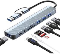 Hub USB C 3.0 Adattatore Multiporta Hub USB 3.0 8 in 1 Con Porte Sd, TF, USB
