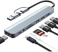 Hub USB C 3.0, Adattatore Multiporta Hub USB 3.0 8 in 1 con Porte Sd, TF, USB 3.0, USB 2.0, Porte Audio da 3,5 mm, Hub Usb C Per Macbook Air/Pro, Galaxy, Ipad, Windows ecc