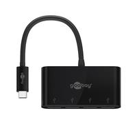 Goobay 4-Port USB-A Multiport Adapter - Black NEW