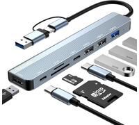 Hub USB C 3.0, Hub USB C 8 in 2 Adattatore, Adattatore Multiporta Hub con USB 3.0, USB 2.0, Lettore Schede SD/TF, Hub Usb C Per per Macbook Air/Pro, Galaxy, Ipad, Windows, Laptop, Desktop, PS4/PS5