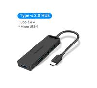 (HUB USB-C 3.0) Vention USB C HUB 4 porte Splitter da USB tipo C a USB con alimentazione micro carica