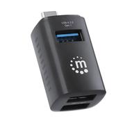 Manhattan Hub USB-C 180993, 3.2 Gen1, 3 porte USB-A, compatto, nero