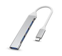 Hub USB-C 4 in 1 con Porta 3.0 e 3 Porte 2.0 Compatibile con MacBook Pro Windows Laptops e Altri Dispositivi con Porta Type-C - Argento