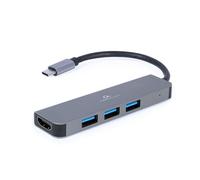 Hub USB-C 4 Porte GEMBIRD A-CM-COMBO2-01 Bianco Grigio