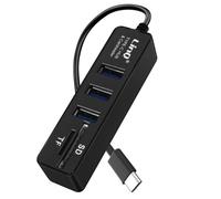 Hub USB-C 5 in 1 con 3 porte USB e lettore di schede SD / micro-SD LinQ nero