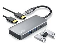 HUB USB C 5 in 1, Docking station da USB-C a HDMI X2, USB 3.0 X2 e USB C X1, Adattatore USB C con 5 uscite, compatibile con tutti i dispositivi USB-C come macbook, laptop, ipad ecc