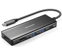 Hub USB C 5 in 1 DockteckExpand con doppia HDMI 4K a 30Hz, 2 porte USB 3.0, ricarica PD da 100 W, compatibile con MacBook, Dell, Chromebook e altro