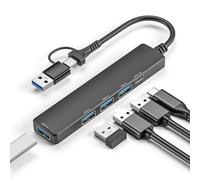 Hub USB C 5 in 1 in alluminio, adattatore splitter USB multiporta con 1 USB 3.0, 3 porte di alimentazione dati USB 2.0 e tipo C per MacBook Pro, iPad, laptop, Dell, HP, per iPhone 16, 15 e altri
