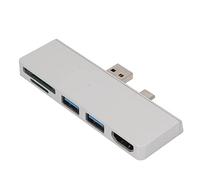 Hub USB C 5 in 2 per Pro 7, stazione di docking USB C con HDMI 4K, due porte USB 3.0, lettori di schede SD e TF, adattatore multiporta compatto in alluminio (Argento)
