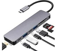 Hub USB C 7 en 1, Adaptateur USB C avec HDMI 4K, Deux Ports USB-C, USB 3.0, Lecteur de Carte SD/TF, PD 100 W, Compatible avec MacBook Pro & Air et Autres Appareils de Type C