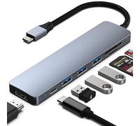Hub USB C 7 in 1 - Adattatore Hub multiporta USB-C HDMI, compatibile con iPhone 15 Pro MAX MacBook Pro/Air, lettore di schede SD/TF/USB 3.0/60W