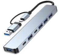 Hub USB C 7 in 1, presa USB C con 5 USB 3.0 + 2 tipo C, ricarica PD 100 W, 5 porte USB 3.0, USB C Hub Multiporta per laptop, compatibile PC, tablet, MacBook Air/Pro, iPad Pro, iPhone 16 serie