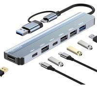 Hub USB C 7 in 2 USB C Hub, Multiport Adapter con USB 3.0, porte USB 2.0 M-acbook USB Adapter USB Prolunga Laptop USB Hub 3.0 per MacBook, iMac, Surface, Dell, Thinkpad, USB Stick, Mobile HDD, PS4, TV