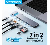 Hub USB C 7 in 2 Vention Thunderbolt 4 80Gbps 8K per MacBook Pro Air USB 3.0 SD TF HDMI 4K60Hz Dock Station Splitter per Windows